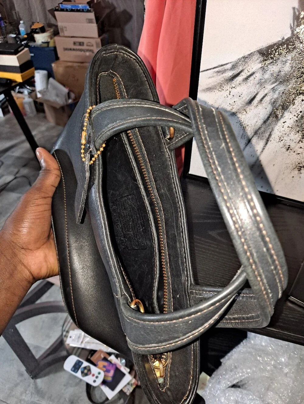 Coach Black Blecker Leather Tote with Top Handles
